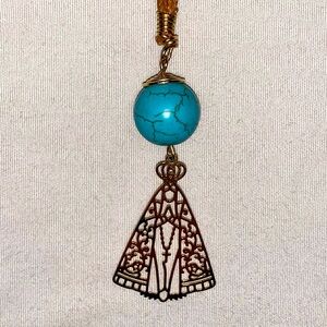 Unique Turquoise Pendant Necklace Stone Religious Prayer Leather Fashion Jewelry